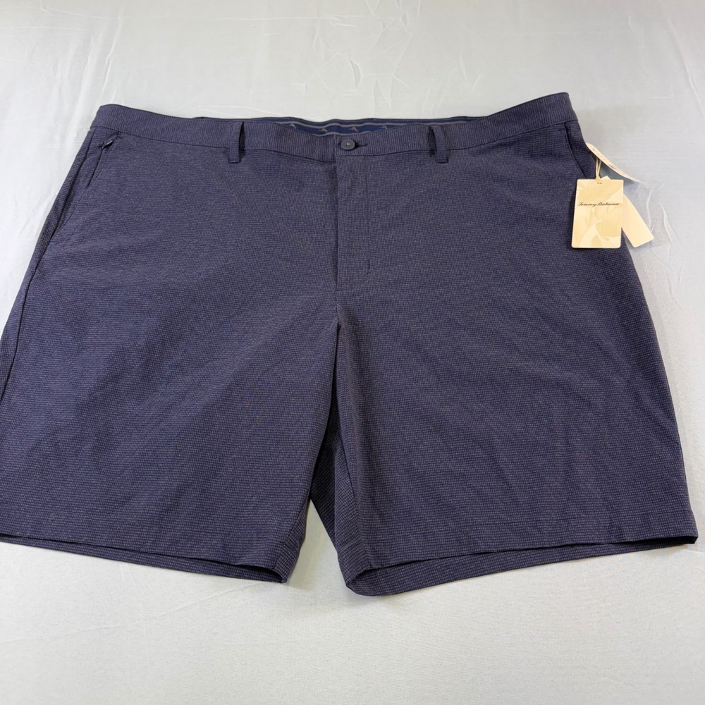 Tommy Bahama Boracay Mens 50 Navy Blue Micro Grid Stretch Golf Shorts NWT 50RG